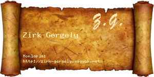 Zirk Gergely névjegykártya